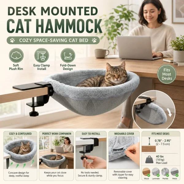 Convertible Desk Hammock Cat Bed