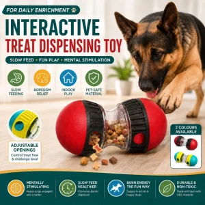 Random Rolling Treat Dispensing Slow Feeder Dog Training Ball Toy