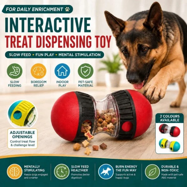 Random Rolling Treat Dispensing Slow Feeder Dog Training Ball Toy