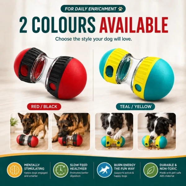 Random Rolling Treat Dispensing Slow Feeder Dog Training Ball Toy