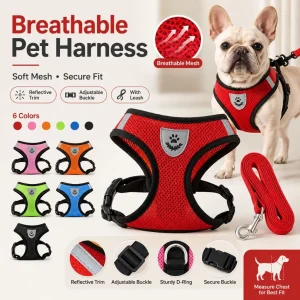 Random Adjustable Vest Style Anti-Escape Pet Harness and Leash