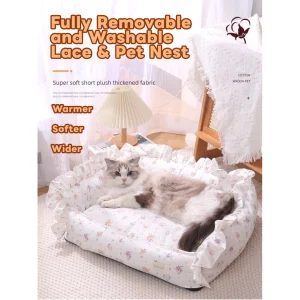 Washable Floral Lace Pet Bed