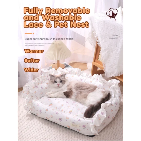 Washable Floral Lace Pet Bed