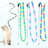 Random Rainbow Striped Cat Teaser Wand Toy with Bell