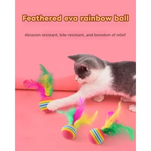 Colorful Feather Foam Rainbow Ball Cat Toy