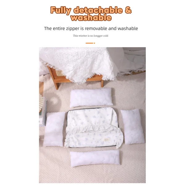 Washable Floral Lace Pet Bed