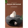 Random Washable Semi Enclosed Double Felt Donut Cat Tunnel Bed